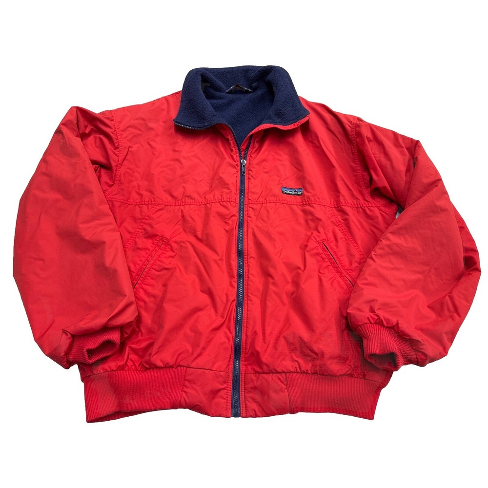 Vintage Patagonia Bomber Jacket Red‎ Fleece Lined L Made in USA